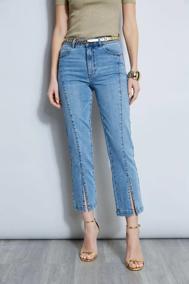 Outlet 8211 Women Suiting Elie Tahari Slit Front Denim Pant Blue Nile