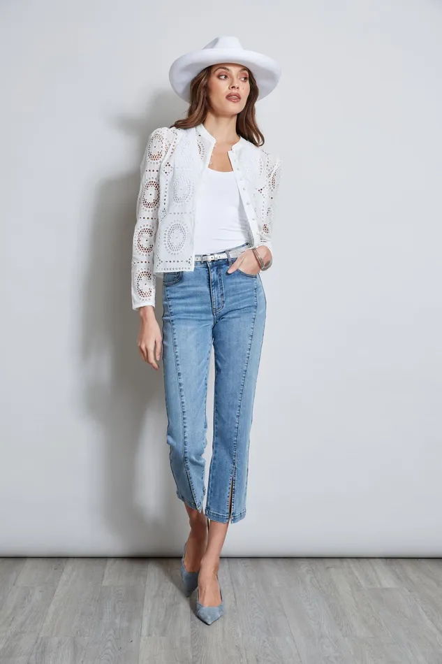 Outlet 8211 Women Tops Elie Tahari Lace Button Shirt Pearl