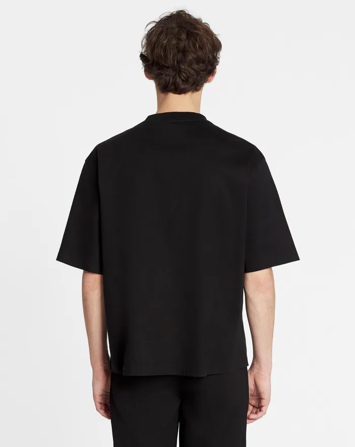 Oversized Lanvin Paris Embroidered Tshirt Black Men Lanvin Tshirts and Polos