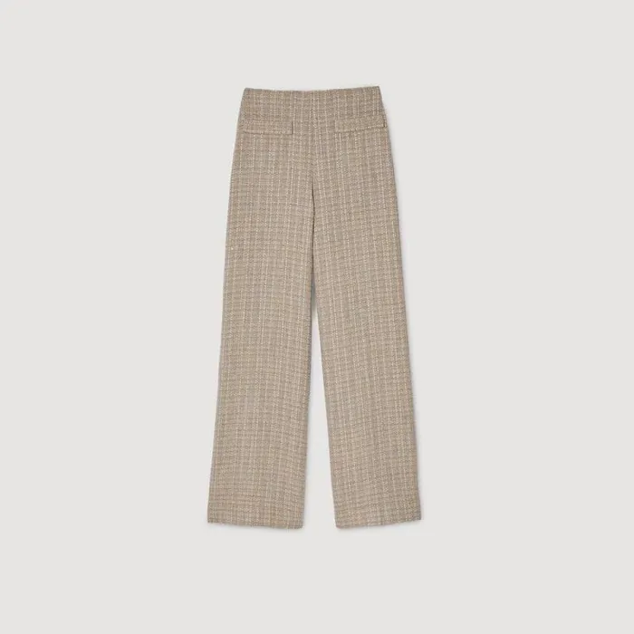 Pants and Shorts Women SANDRO Straightleg Tweed Trousers Camel