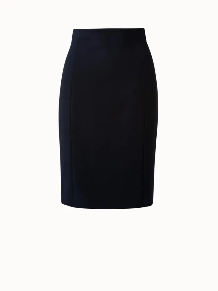 Pencil Skirt From Wool DoubleFace With Back Slits Aquamarine Women Akris Skirts