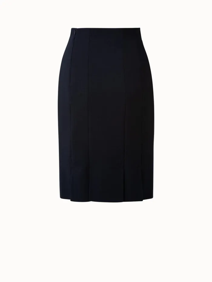 Pencil Skirt From Wool DoubleFace With Back Slits Aquamarine Women Akris Skirts