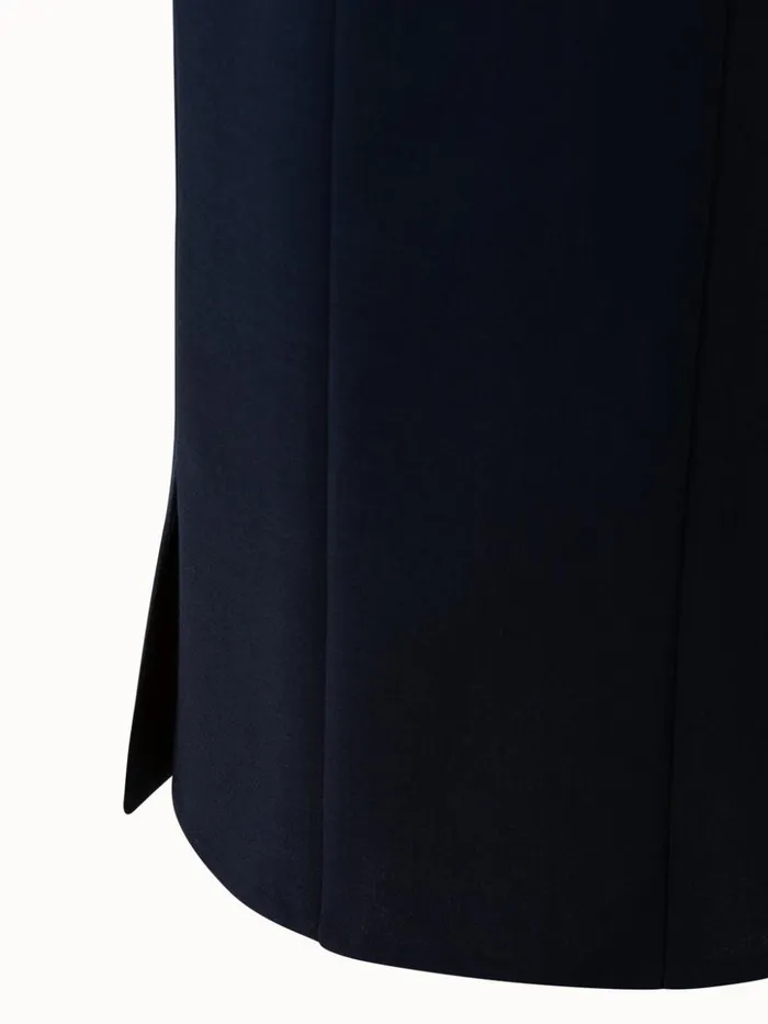 Pencil Skirt From Wool DoubleFace With Back Slits Aquamarine Women Akris Skirts
