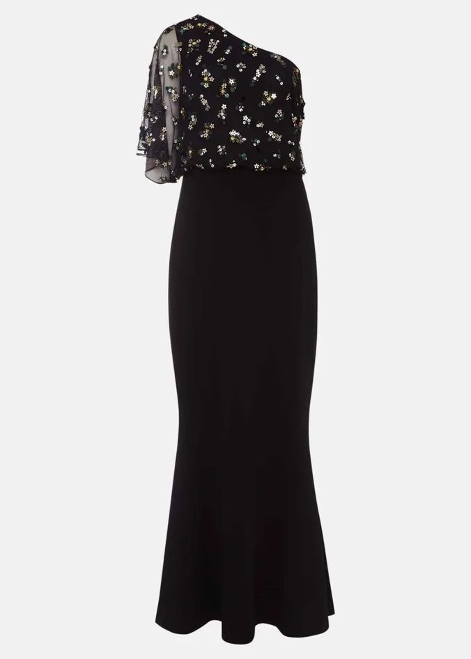 Phase Eight Adele Sequinned One Shoulder Dress Black Women Dresses