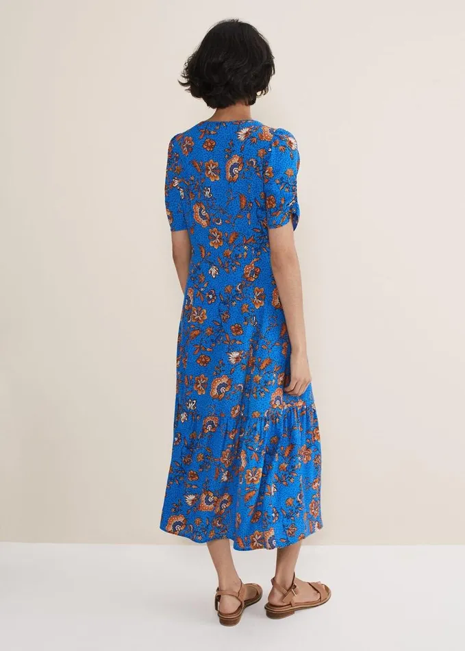 Phase Eight Adriel Paisley Midi Dress Bluesorange Women Dresses