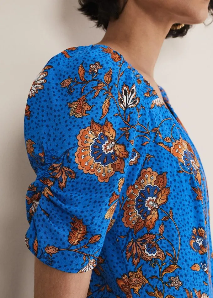 Phase Eight Adriel Paisley Midi Dress Bluesorange Women Dresses