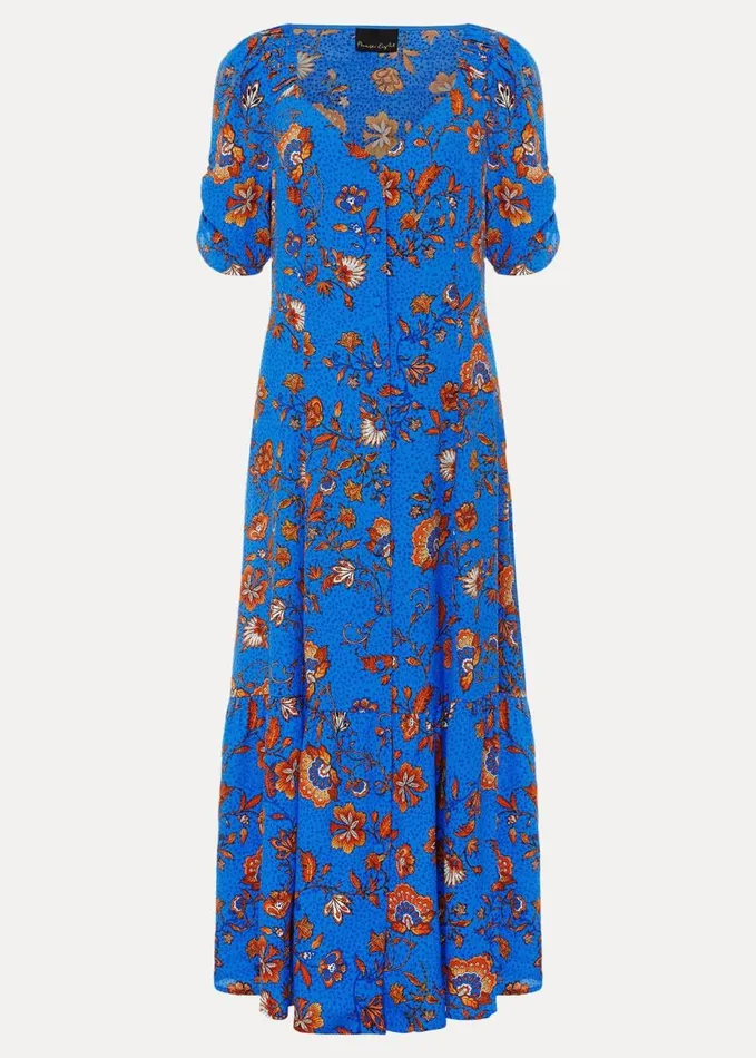Phase Eight Adriel Paisley Midi Dress Bluesorange Women Dresses