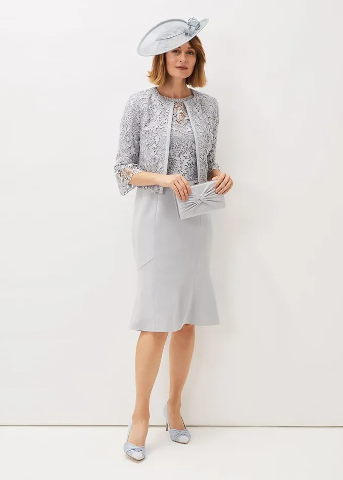 Phase Eight Alisha Double Layer Lace Peplum Dress Mineral Women Dresses