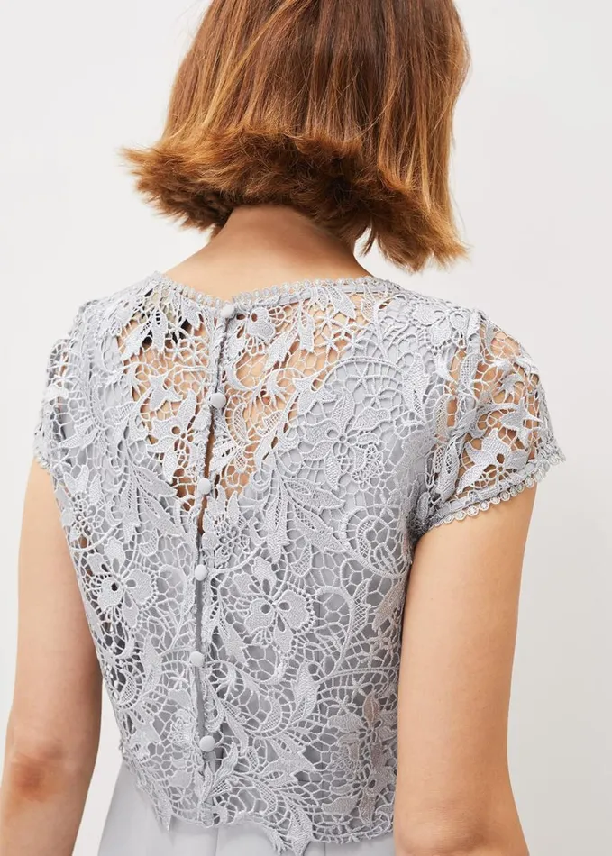 Phase Eight Alisha Double Layer Lace Peplum Dress Mineral Women Dresses