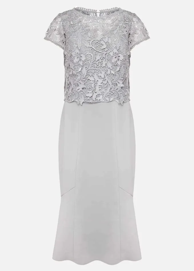 Phase Eight Alisha Double Layer Lace Peplum Dress Mineral Women Dresses