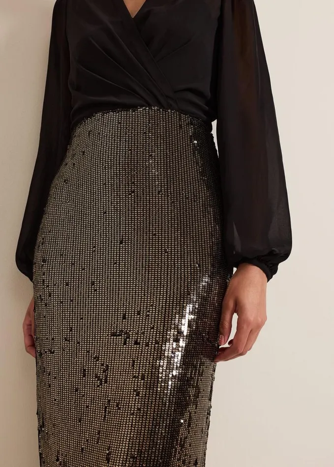 Phase Eight Aniya Sequin Long Sleeved Maxi Dress Blackmulti Women Dresses