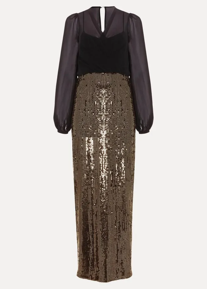 Phase Eight Aniya Sequin Long Sleeved Maxi Dress Blackmulti Women Dresses