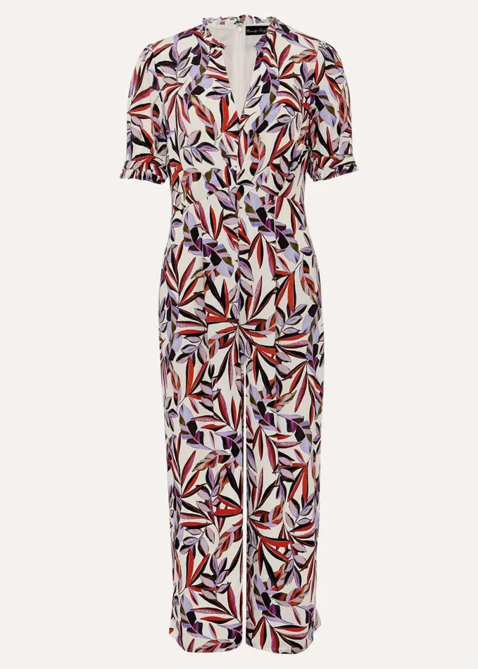 Phase Eight Astrid Leaf Print Cropped Wide Leg Jumpsuit Ivorymulti Women Dresses