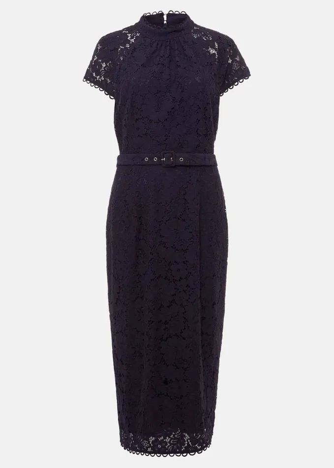 Phase Eight Aurora Lace Dress Navy Women Dresses