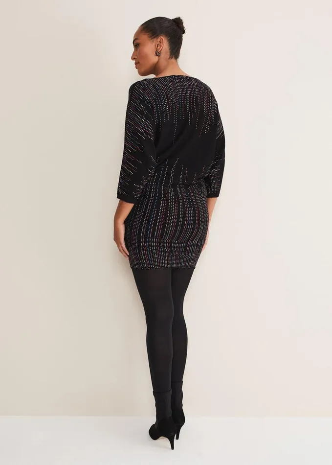 Phase Eight Becca Batwing Knitted Dress Blackmulti Women Dresses