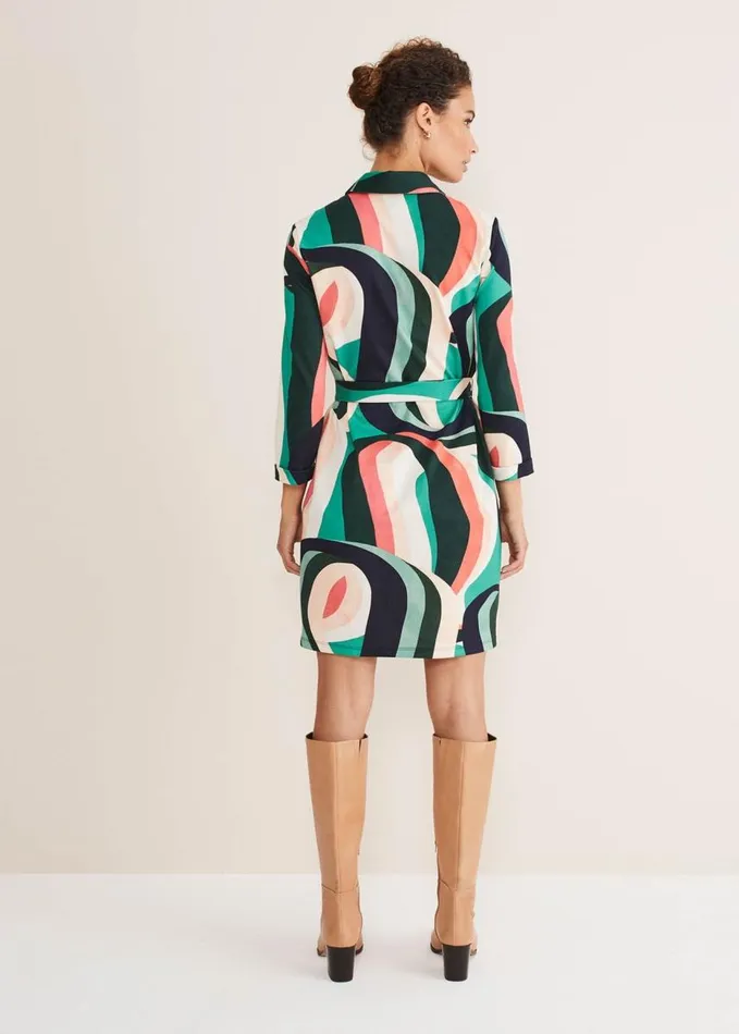 Phase Eight Beth Swirl Belted Shift Dress Greenmulti Women Dresses