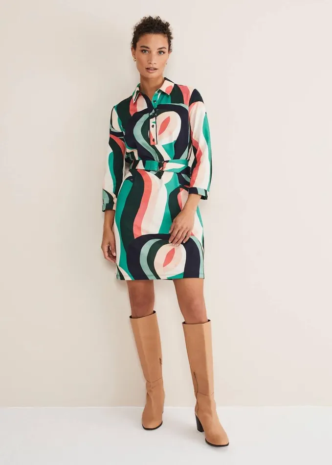 Phase Eight Beth Swirl Belted Shift Dress Greenmulti Women Dresses