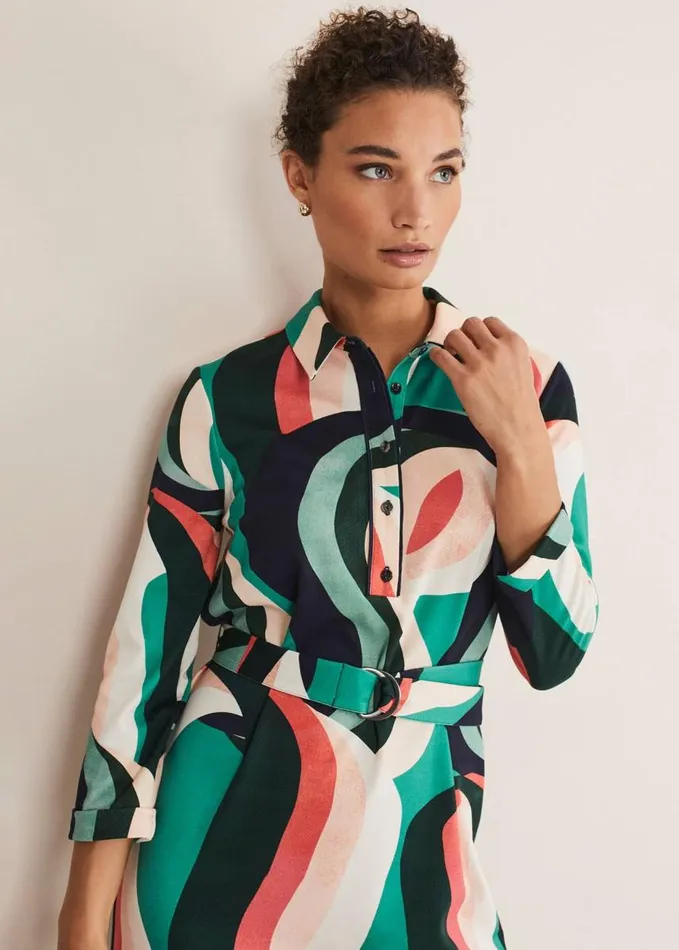 Phase Eight Beth Swirl Belted Shift Dress Greenmulti Women Dresses