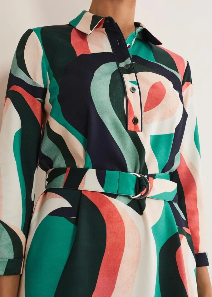 Phase Eight Beth Swirl Belted Shift Dress Greenmulti Women Dresses