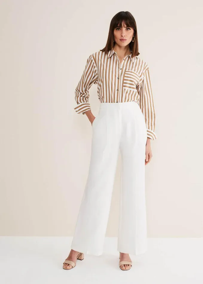Phase Eight Bianca Wide Leg Suit Trousers Ivory Women Trousers