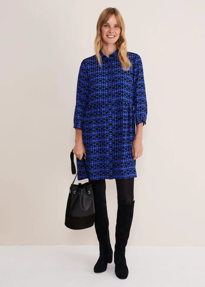 Phase Eight Bregitta Geo Swingdress Blackblue Women Dresses