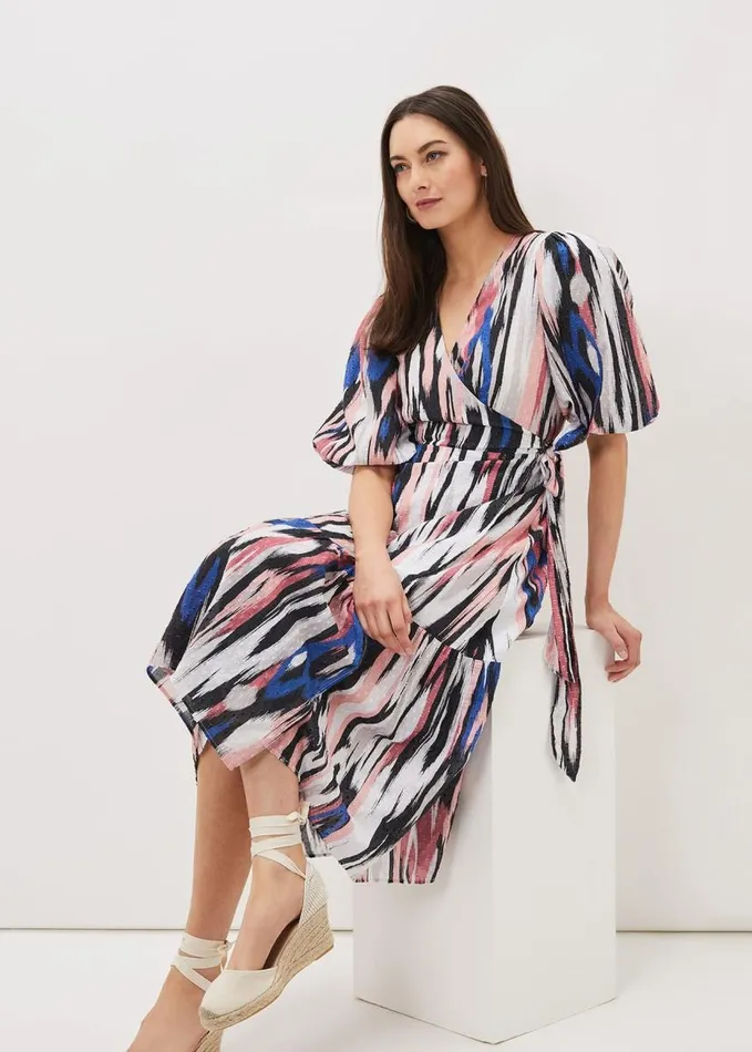 Phase Eight Caityln Cotton Wrap Midi Dress Multicoloured Women Dresses