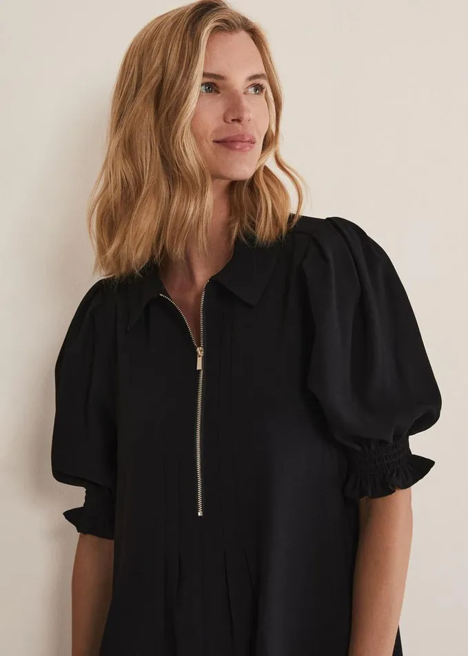 Phase Eight Candice Black Zip Mini Dress Black Women Dresses