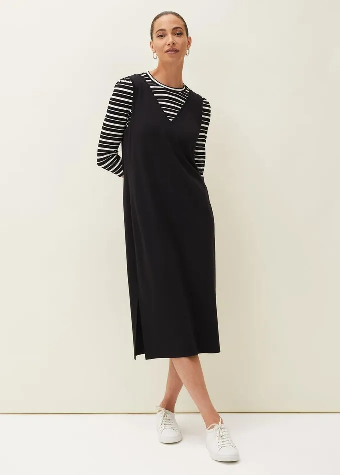 Phase Eight Catya Two Piece Stripe Top And Dress Black Women Dresses