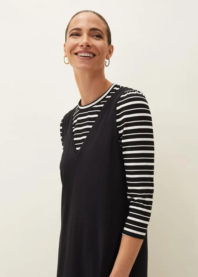Phase Eight Catya Two Piece Stripe Top And Dress Black Women Dresses