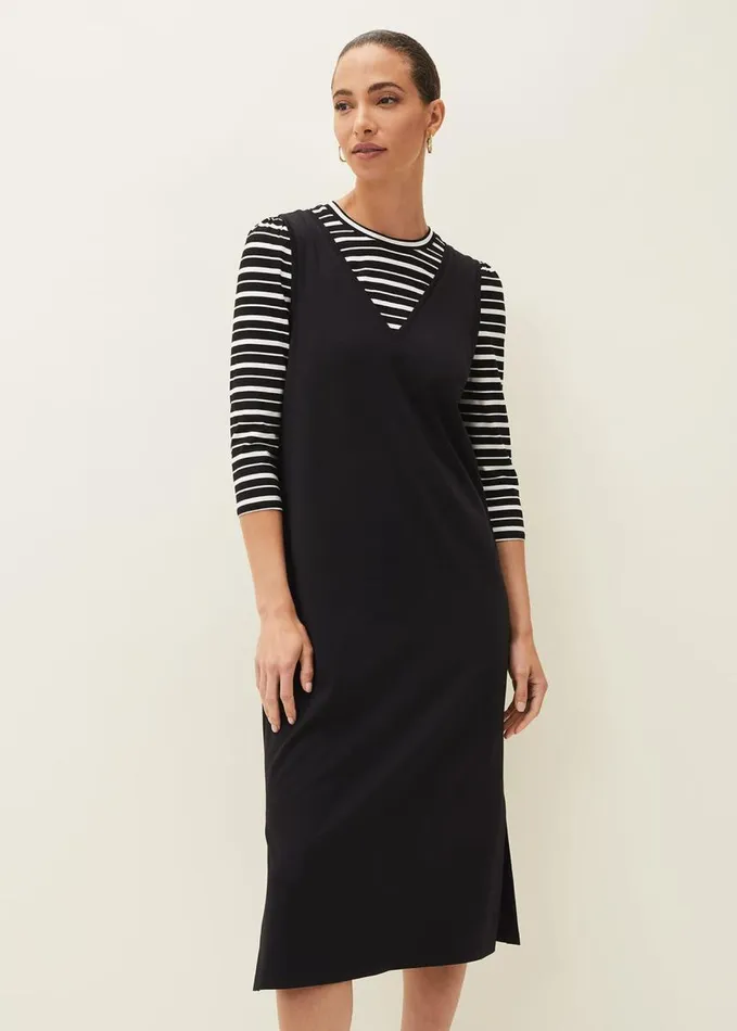 Phase Eight Catya Two Piece Stripe Top And Dress Black Women Dresses