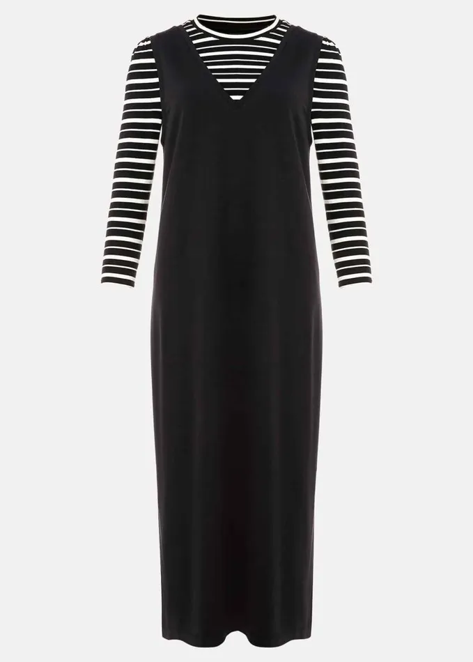 Phase Eight Catya Two Piece Stripe Top And Dress Black Women Dresses