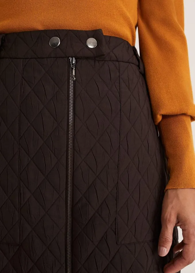 Phase Eight Chaya Quilted Mini Skirt CoOrd Chocolate Women Skirts