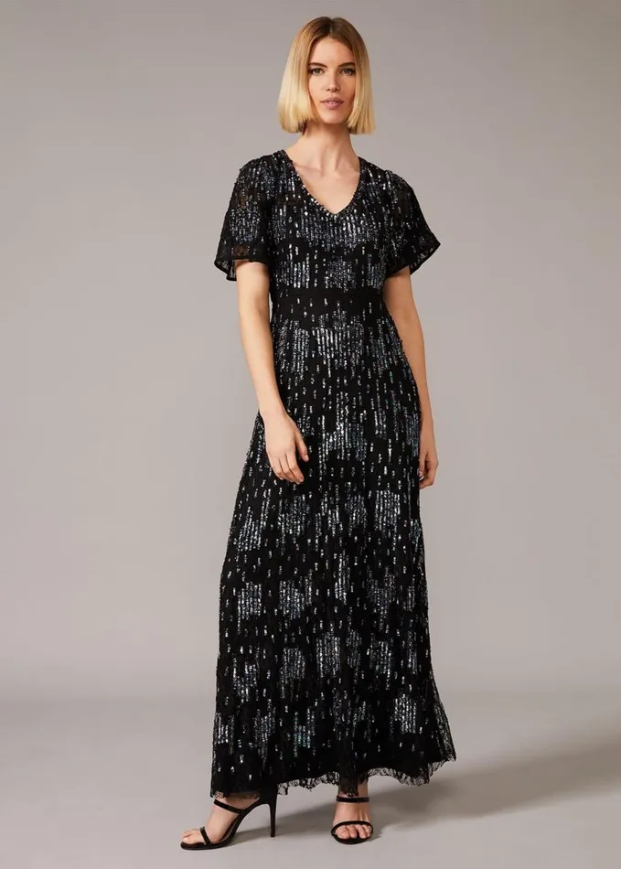 Phase Eight Clarabelle Sequin Embelished Maxi Dress Blackmulti Women Dresses