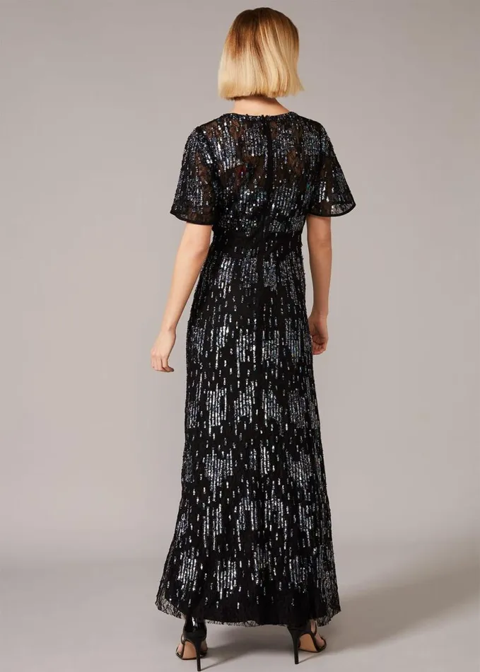 Phase Eight Clarabelle Sequin Embelished Maxi Dress Blackmulti Women Dresses
