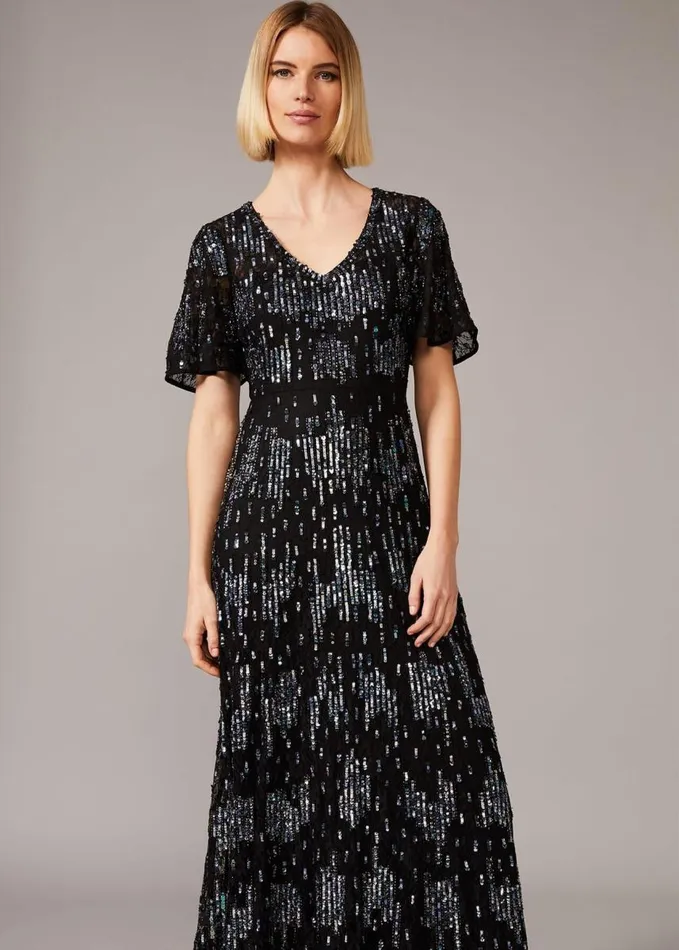 Phase Eight Clarabelle Sequin Embelished Maxi Dress Blackmulti Women Dresses
