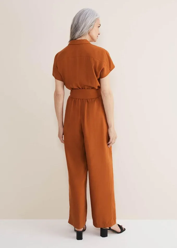 Phase Eight Cora Belted Jumpsuit Burnt Orange Women Dresses