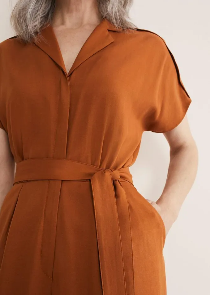Phase Eight Cora Belted Jumpsuit Burnt Orange Women Dresses