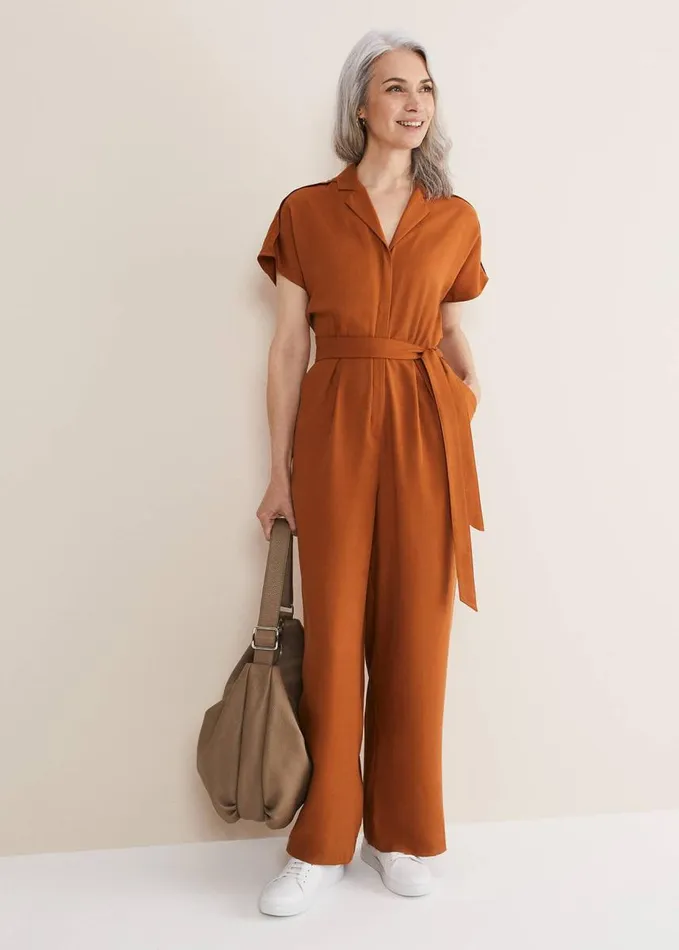 Phase Eight Cora Belted Jumpsuit Burnt Orange Women Dresses