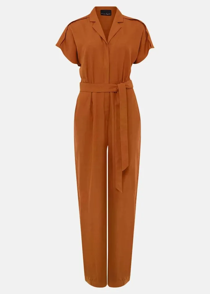 Phase Eight Cora Belted Jumpsuit Burnt Orange Women Dresses