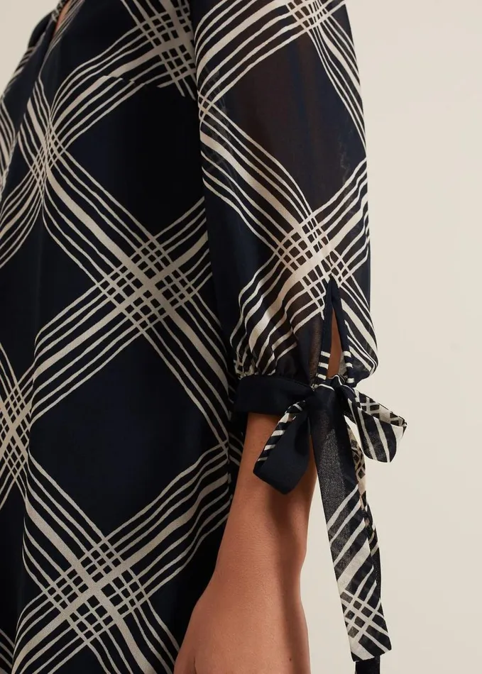 Phase Eight Cora Check Navy Tunic Dress Navy Women Dresses