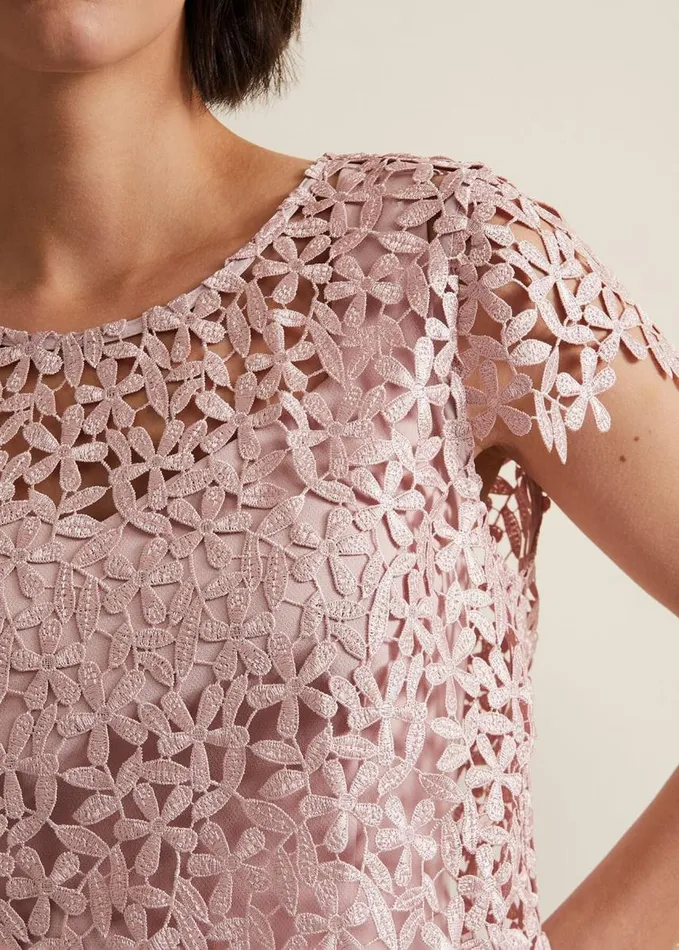 Phase Eight Daisy Lace Midi Dress Pale Pink Women Dresses