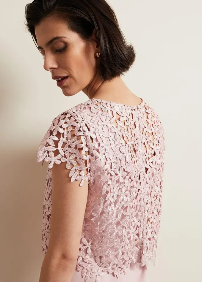 Phase Eight Daisy Lace Midi Dress Pale Pink Women Dresses