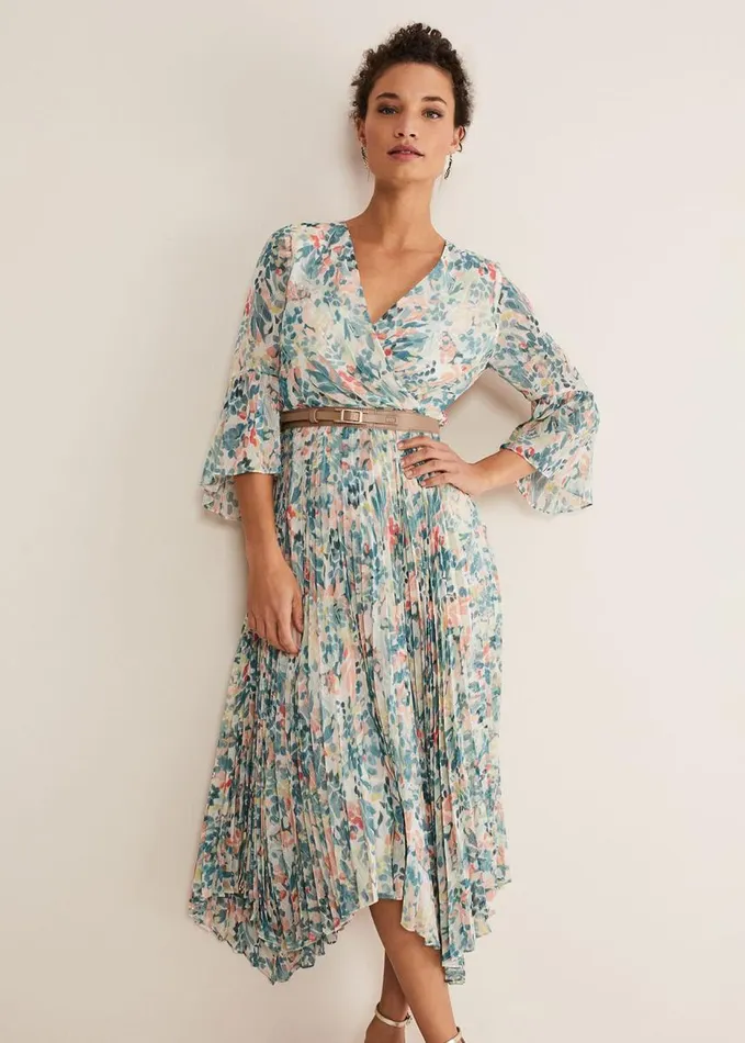 Phase Eight Dani Floral Pleated Midi Dress Multicoloured Women Dresses