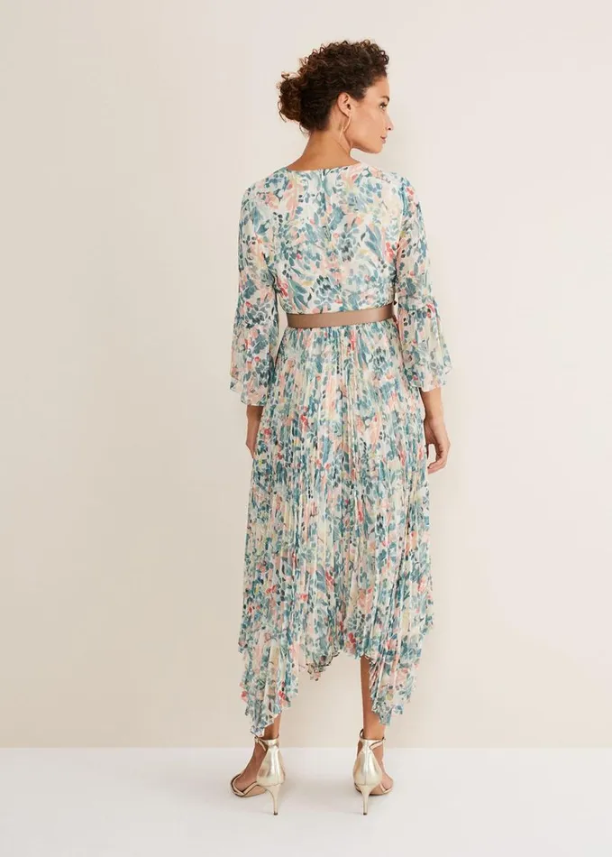 Phase Eight Dani Floral Pleated Midi Dress Multicoloured Women Dresses