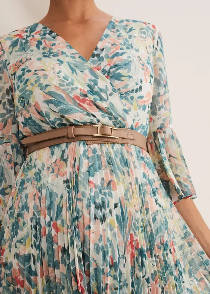 Phase Eight Dani Floral Pleated Midi Dress Multicoloured Women Dresses