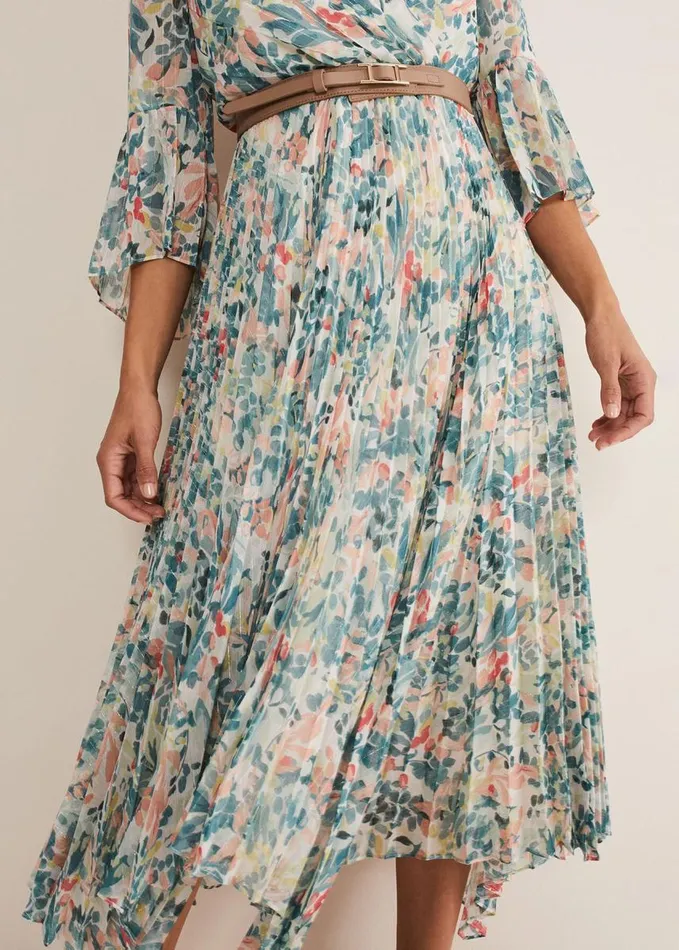 Phase Eight Dani Floral Pleated Midi Dress Multicoloured Women Dresses