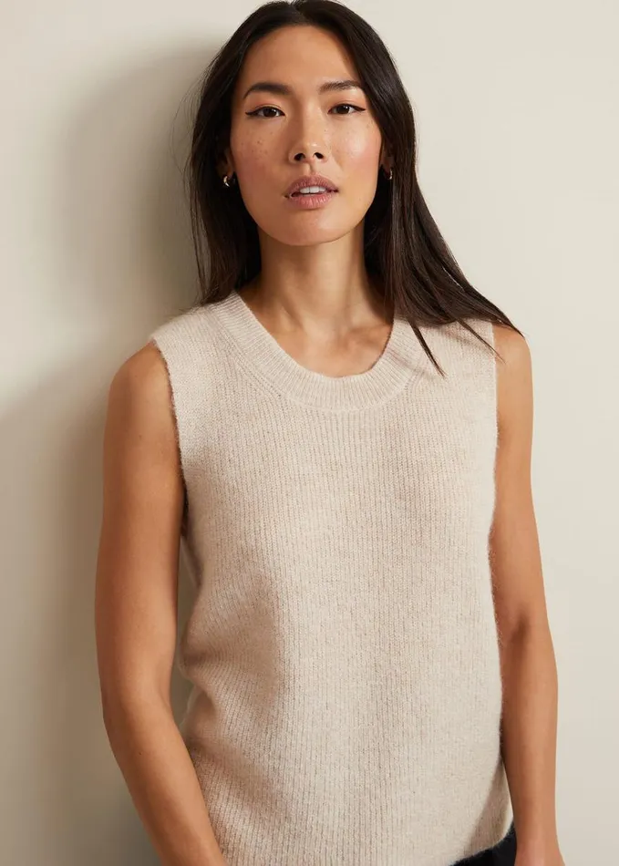 Phase Eight Daniella Mohair Knitted Tank Stone Women Knitwear