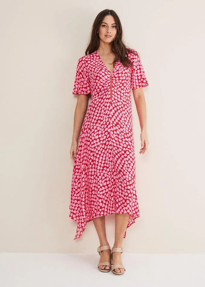 Phase Eight Darcie Heart Midi Dress Pinkred Women Dresses