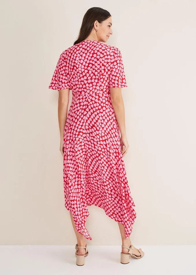 Phase Eight Darcie Heart Midi Dress Pinkred Women Dresses