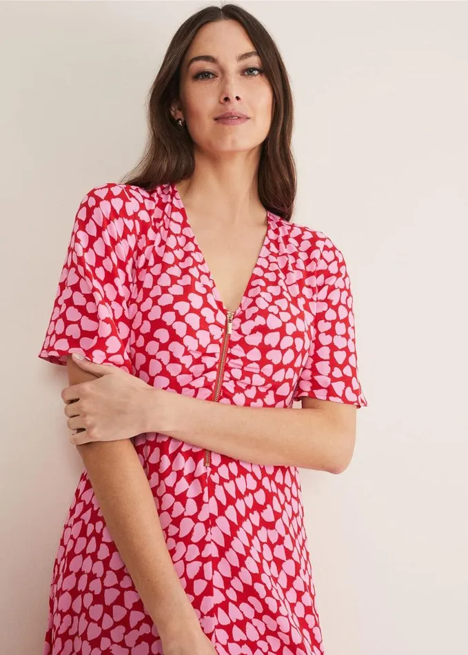 Phase Eight Darcie Heart Midi Dress Pinkred Women Dresses